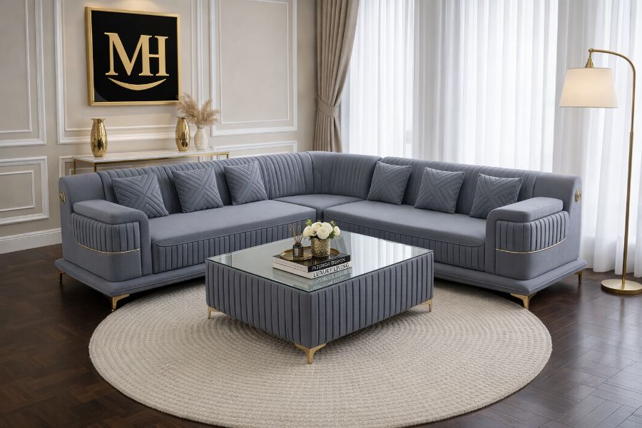 🛋️ Luxury L-Shape Corner Sofa Set teak furniture